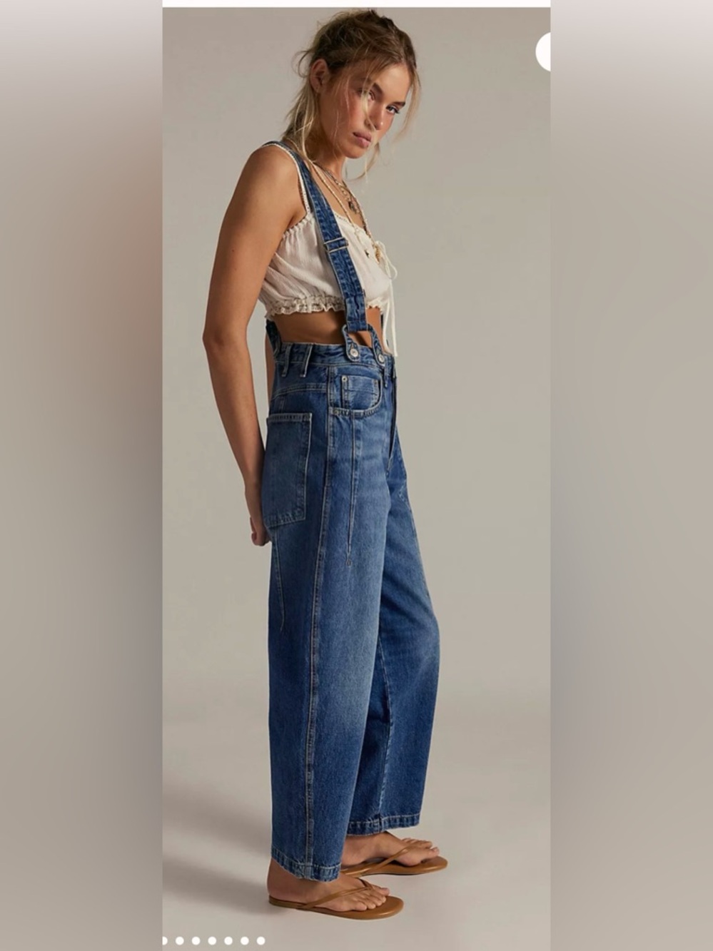 Free People We The Free Berkley Suspender Jeans. NWT. Varsity blues - Picture 2 of 12